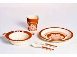 Набір посуду для дітей мавпочка, СВ-254, 5 предметів, бамбук ТМCON BRIO