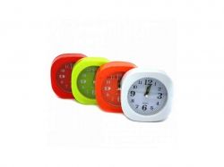Годинник з будильником №72С пластик 4 кольори 9,5х9,5х3,5см 00491 ТМOPV