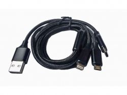 Шнур 3in1 C-type, micro USB, Iphone Lightning 1.2метра чорний 70786555 ТМКитай