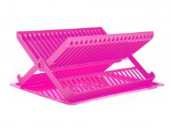 Сушарка пластикова для посуду розкладна (20тар.) рожева ТМКОНСЕНСУС