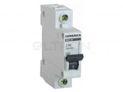 Автоматичний вимикач GENERICA ВА47-29 1P C40 4.5кА MVA25-1-040-C ТМIEK
