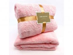 Комплект рушників однотонний Home Textiles (мікрофібра) рожевий ТМ ПЛАТКИ-ОПТ