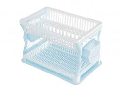 Сушарка пластикова для посуду з підд.(13тар) двоярусна (блак-біла)ТМR-PLASTIC