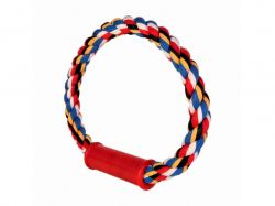 Іграшка Кільце для собак плетене з пластиковою ручкою d=30 см (текстиль, кольори в асортименті) ТМTrixie