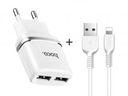      Lightning - C12 Smart  2 USB  2.4A  (EU) White Hoco -  1