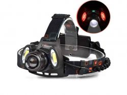 ˳  5000K  2*18650 Police 2117-T62COB(Red), zoom,  microUSB, Box 