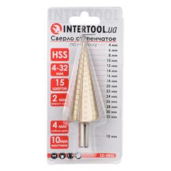 Сверло ступенчатое по металлу 4-32 мм INTERTOOL SD-5832 - Картинка 4
