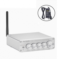 Підсилювач звуку Fosi Audio BT30D white. Bluetooth 5.0, 2x50W+100W