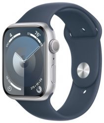   Apple Watch S9 45mm Silver Alum Case with Storm Blue Sp/b - S/M (MR9D3QP/A)