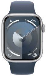   Apple Watch S9 45mm Silver Alum Case with Storm Blue Sp/b - S/M (MR9D3QP/A) -  4