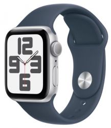   Apple Watch SE 40mm Silver Alum Case with Storm Blue Sp/b - S/M (MRE13QP/A)