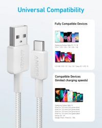 ������ Anker 322 USB-A to USB-C - 1.8m Nylon White (A81H6H21/A81H6G21) - �������� 2