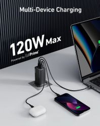 Сетевое зарядное устройство Anker PowerPort 737 GaNPrime - 120W 2xPD & 1xPIQ PPS/DPDS Black (A2148211) - Картинка 2