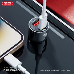 Автомобільний зарядний пристрій XO CC58 95W Car Charger Type-C PD 65W + USB-A 30W (Gray) (CC58_Tarnish) - Картинка 4