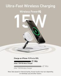 Бездротовий зарядний пристрій Anker MagGo Wireless Charging Station 15W 3-in-1 Pad White (B25M1321) - Картинка 3