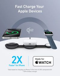 ����������� �������� ������� Anker MagGo Wireless Charging Pad 15W 3-in-1 Foldable Black (B25M8H11) - �������� 5