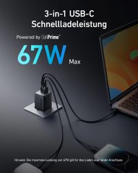 Сетевое зарядное устройство Anker GaNPrime Charger - 67W, 2xUSB-C PD & 1xUSB-A Black (A2669313) - Картинка 5