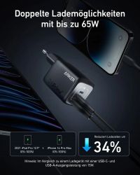 Сетевое зарядное устройство Anker GaNPrime Charger - 67W, 2xUSB-C PD & 1xUSB-A Black (A2669313) - Картинка 3