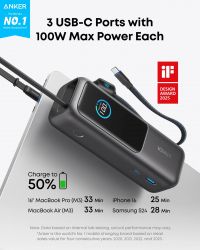 ����������� �������� ������� Anker 25000 mAh 165W PD Built-In Double USB-C Cables Black (A1695H11) - �������� 2