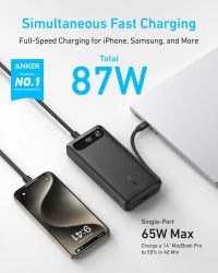 Портативний зарядний пристрій Anker PowerCore - 20000 mAh 87W PD Built-In USB-C Cable Black (A1383H11) - Картинка 4