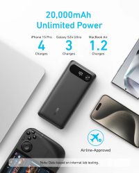 Портативний зарядний пристрій Anker PowerCore - 20000 mAh 87W PD Built-In USB-C Cable Black (A1383H11) - Картинка 5