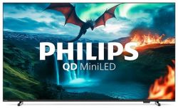 PHILIPS �������� 55", QD MiniLED, 60 Hz, UHD, Titan OS, P 5, Bluetooth, 600 cd/m2, RC with mic(GA), WiFi 11a 55MLED820/12