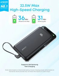 ����������� �������� ������� Anker - 10000 mAh 22.5W Built-In USB-C Cable Black (A110DH11) - �������� 2