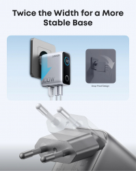 ��������� �������� ������� Anker GaN Charger 100W, 2xUSB-C PD & 1xUSB-A w Display and Cable Silver (B121BG41) - �������� 3