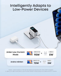 ��������� �������� ������� Anker GaN Charger 100W, 2xUSB-C PD & 1xUSB-A w Display and Cable Silver (B121BG41) - �������� 7
