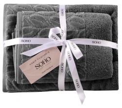 Набор полотенец Soho 50×90+70×140 см Leaves Dark Gray (50*90+70*140 Leaves Dark Gr) - Картинка 2
