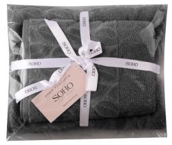 Набор полотенец Soho 50×90+70×140 см Leaves Dark Gray (50*90+70*140 Leaves Dark Gr) - Картинка 4