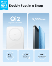 ��� Anker Nano 5000 mAh Qi2 15W MagGo Slim White (A1665H21) - �������� 2