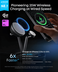 Бездротовий зарядний пристрій Anker Prime Wireless Charging Station 25W 3-in-1 MagGo, AirCool, Dock Stand Black (B25X7G11) - Картинка 6