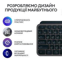 ��������� Logitech MX Keys S, Wireless, Plus Palmrest, Graphite (L920-011589) - �������� 3