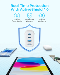��������� �������� ������� Anker Zolo Charger - 50W, 2xUSB-C & 2xUSB-A White (A121EG21) - �������� 4