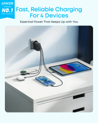 Мережевий зарядний пристрій Anker Zolo Charger - 50W, 2xUSB-C & 2xUSB-A Black (A121EG11) - Картинка 4