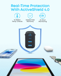Мережевий зарядний пристрій Anker Zolo Charger - 50W, 2xUSB-C & 2xUSB-A Black (A121EG11) - Картинка 5