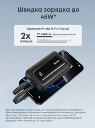 Портативний зарядний пристрій Anker Zolo - 20000 mAh 45W Built-In Dual USB-C Cables Black (A110MH12) - Картинка 3