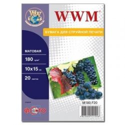 Фотопапір WWM, матовий, A6 (10х15), 180 г/м, 20 арк (M180.F20)