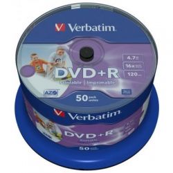  DVD+R Verbatim 4.7Gb 16X CakeBox 50 WidePrintable (43512)