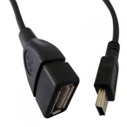 Кабель USB 2.0 - 0.8м AF/mini-B 5P OTG Atcom подовжувач, чорний