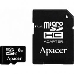 ����� ���'�� Apacer 8GB microSDHC Class4 w/ 1 Adapter RP (AP8GMCSH4-R)