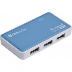  USB 2.0 Defender Quadro Power, White/Blue, 4xUSB 2.0,   (83503)