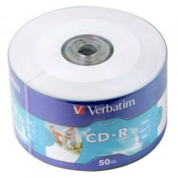  CD-R 50 Verbatim, 700Mb, 52x, Extra, Printable, Wrap Box (43794) -  1