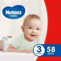 ϳ������ Huggies Classic 3 (4-9 ��) Jumbo 58 �� (5029053543109)