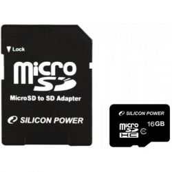 ����� ���'�� Silicon Power 16Gb MicroSD class 10 (SP016GBSTH010V10SP)