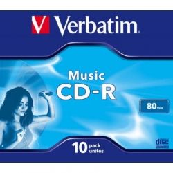  CD Verbatim CD-R 700Mb 16x Jewel Case 10 Pack Music (43365) -  2