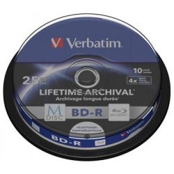  BD Verbatim 25Gb 4x Cake 10pcs Printable M-DISC (43825)