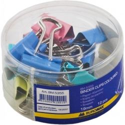 Биндер металлический BUROMAX 19мм, 12шт, color (BM.5355) - Картинка 2