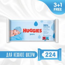 Детские влажные салфетки Huggies Pure 56 х 4 шт (5029053550121)